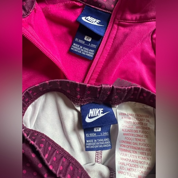 Nike Kids’ Full Zip Fuchsia Maroon Jacket and Polka Dot Leggings Matching Set 2T - Picture 7 of 9